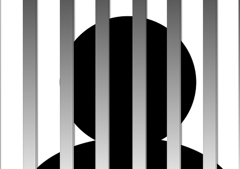 outline of head behind bars
